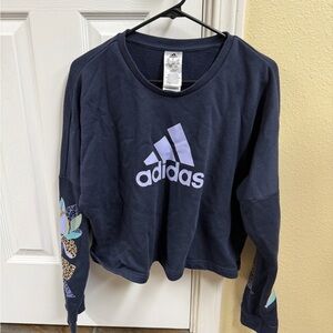 Adidas Navy Blue Crop Top with Logo
